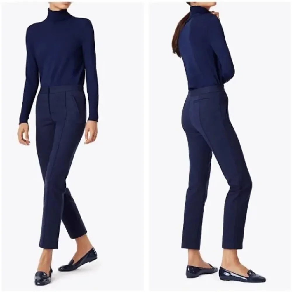 Tory Burch Womens Vanner Ponte Seamed Pants Blue Size 14 NWT
